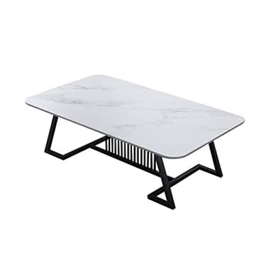 Imagem de Mesa de centro de design simples, mesa de café, moderna mesa de chá industrial de ardósia, mesa de coquetel, usada no quarto e na sala de estar, mesa lateral retangular de chá, estante de TV, mesa