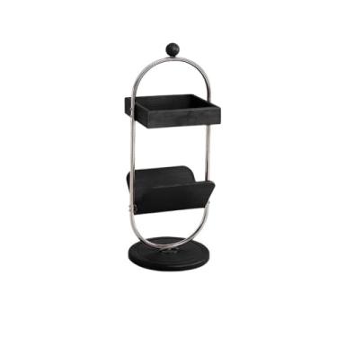 Imagem de Mesa lateral minimalista vintage de madeira para sofá para casa prateleira de canto para sala de estar e varanda (preto)