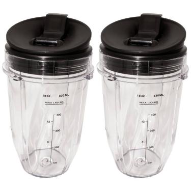 Imagem de Ninja Copo Pequeno 532ml 2 Pack Tampas Giratórias Sip N Seal, Compatível Nutri Ninja Auto iQ Série 1000w e Liquidificadores Duo