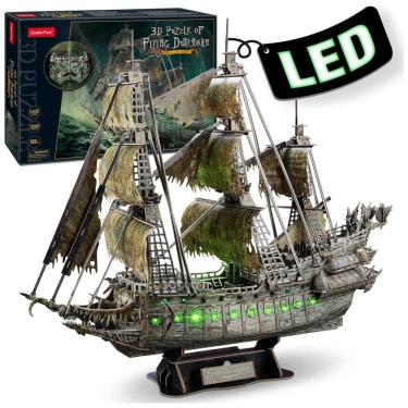 Imagem de CubicFun Quebra Cabeças 3D Navio Fantasma Holândes Verdecom Led para Crianças e Adultos, 360 Peças