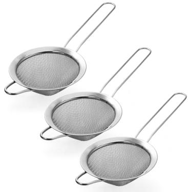 Imagem de Biaungdo 3 peças de filtro de malha fina de 8,5 cm/3,3 polegadas, coador de chá de aço inoxidável, peneira de malha cônica para coquetéis, café, alimentos, macarrão, filtro de chá (grande)