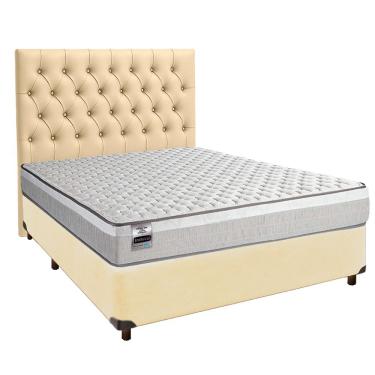 Imagem de Cama Box + Colchão Casal Molas Ensacadas Hanover Inducol + Cabeceira Estofada