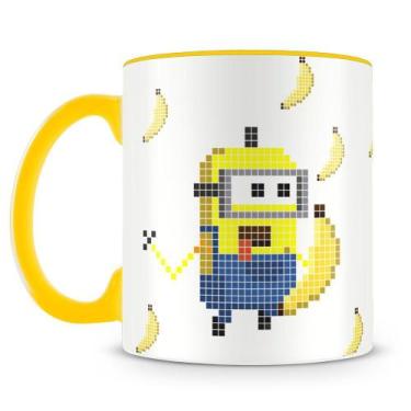 Imagem de Caneca Minions 8 Bits com Estampa de Banana - Porcelana de Alto Brilho