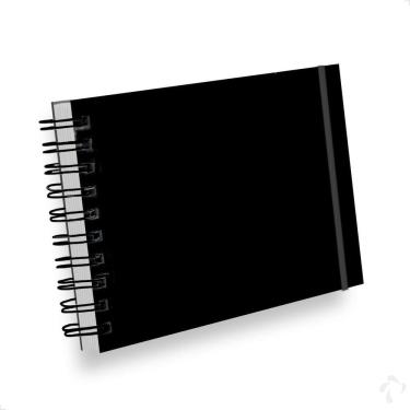 Imagem de Caderno Scrapbook Para Colagem De Fotos Capa Dura Liso Preto