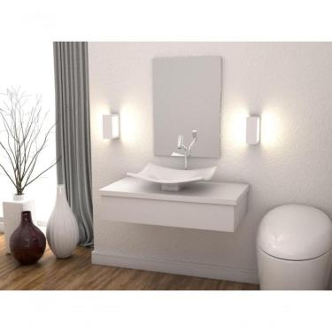 Imagem de Conjunto Bancada Com Cuba F44 E Espelheira Metrópole 801 Perffect Acetinado Branco Chess