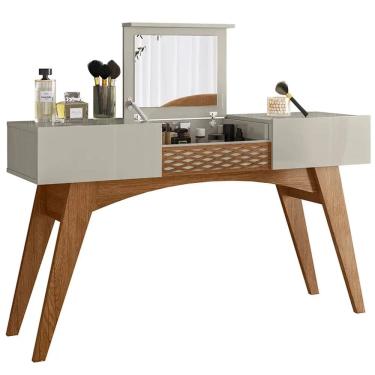 Imagem de Penteadeira Multifuncional Valley 2 Portas com Espelho Grappa Cor Cinamomo Off White