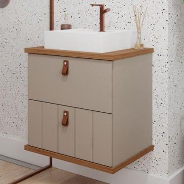 Imagem de Armário de Banheiro Milano 60 Cm 1 Porta e 1 Gaveta 100% Mdf Cappuccin