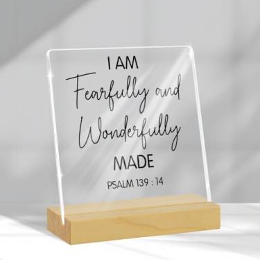 Imagem de Positive Bible Psalms 139 14 Placa acrílica, presentes religiosos cristãos para mulheres, presentes de versículos da Bíblia, presentes para mulheres cristãs, decorações de versículos de decoração da