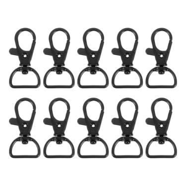 Imagem de 10 fechos giratórios, anel D de 0,63 polegadas, fecho de lagosta, garra de metal, gancho de pressão para porta-chaves, alça de cinto, preto