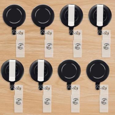 Imagem de 20 clipes retráteis de rolagem para crachá com cartão de identificação para pendurar chaveiro adequado para funcionários de escritório, enfermeiras (preto)