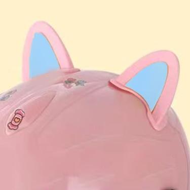 Imagem de Tbest Capacete Com Orelhas de Gato Em PVC Criativo e Fofo Acessório Adesivo para Pilotos Preto (Rosa + Azul)