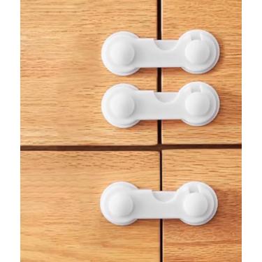 Imagem de Fechaduras de porta de armário, pacote com 4 fechaduras adesivas para gaveta de geladeira