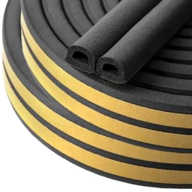 Imagem de Fita de proteção contra intempéries, excluidor de rascunho de janelas de portas autoadesivo anticolisão de borracha tipo D fita de vedação de espuma, isolamento acústico de borracha para tampa de