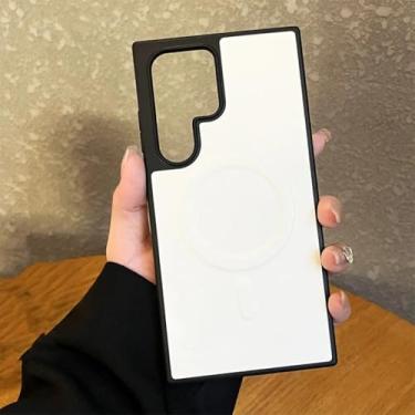 Imagem de Capa de couro para Samsung Galaxy S24 S22 S23 Ultra Wireless Charging Cover Fina Magnética à prova de choque (para Samsung S24/Branco)