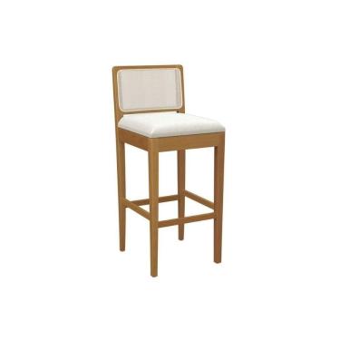 Imagem de Banqueta De Cozinha Sara Madeira Maciça 1bmm005ca 1 Un Carvalho-linho Bege Caqui-tela Bege - Kappesberg