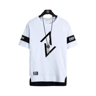 Imagem de Camiseta Masculina De Verão Em Seda Gelada Com Manga Curta, Estilo Ver