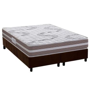 Imagem de Cama Box Queen: Colchão Espuma D33 Herval Long Live + Base Crc Suede Brown (158x198)