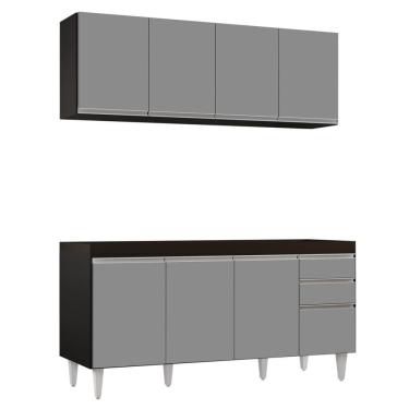 Imagem de Armário Aéreo Nevada E Balcão Para Pia 160cm Arkansas Preto-cinza - Lumil Móveis