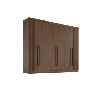 Imagem de Roupeiro 6 Portas Ripado 6 Gavetas Sem Pés Da Vinci Plus - D' Doro Castanho/ripado