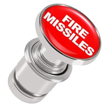 Imagem de Couslcd Plugue de isqueiro de carro, botão de liga de alumínio, substituição de isqueiro para a maioria dos veículos com fonte de alimentação padrão de 12 volts, acessório de carro (Míssil de fogo)