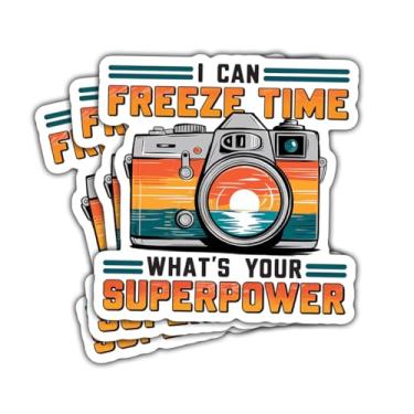 Imagem de Adesivo fotográfico "I Can Freeze Time Whats Your Super Power" adesivo de vinil para laptop garrafa de água capa de telefone capacete de janela de carro adesivos de vinil 7,6 cm x 7,6 cm