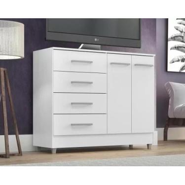 Imagem de Comoda gizele 4 gavetas 2 portas branca - QUARTA DIVISÃO