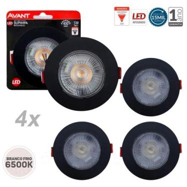 Imagem de Kit 4 Spot Led Embutir Direcionável Redondo Quente Frio - Avant, Preto
