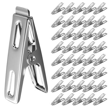 Imagem de FBXGT 40 Peças Prenedor de Roupa de Aço Inoxidável - Grampo de Roupa Multifuncional para Secar Meias e Toalhas, Pendurar Roupas, Selar Alimentos Pregador de Roupa