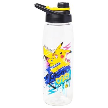 Imagem de Silver Buffalo Garrafa de água eletrificante Pikachu Tritan Pokémon Skate Graffiti, tampa de parafuso, 800 ml