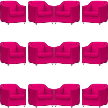 Imagem de Kit 12 Poltronas Mila Corino Cores Pé De Plástico Cromado - Pink Corino