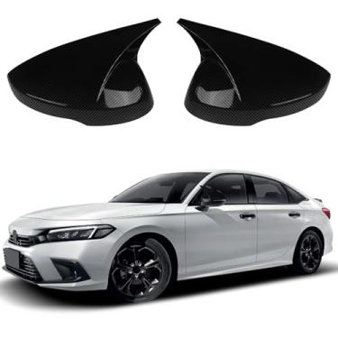 Imagem de ZWPARTS 1 par de capas de espelho do lado esquerdo e direito compatível com Honda Civic 2022-2025 Touring Sedan, Sport Touring Hatchback, Tipo R com modelo de seta