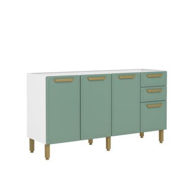 Imagem de Balcão De Cozinha Em Aço 160cm 4 Ptas 2 Gav Bella Bertolini - Verde/branco Verde/branco