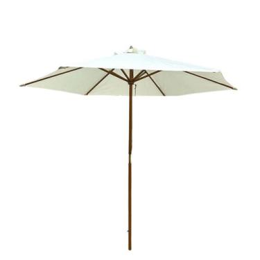 Imagem de Ombrelone Central de Madeira 2,40 metros Redondo Guarda Sol Piscina Pr