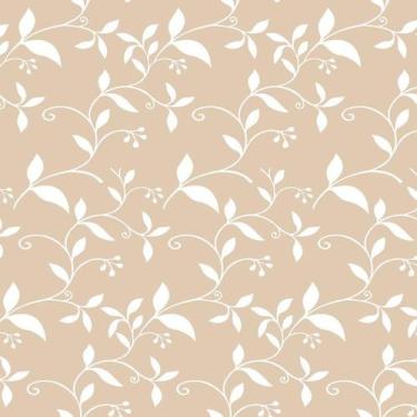 Imagem de Papel De Parede Marrom E Flores Brancas Adesivo Sala Cozinha - LRP