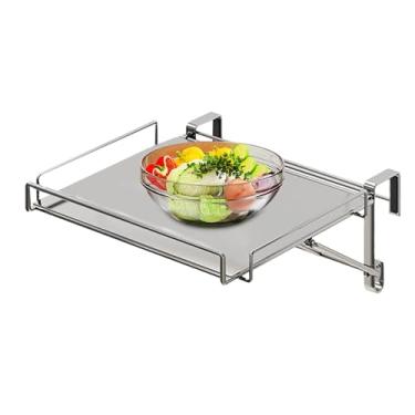 Imagem de Extensor de bancada para cozinha – Mesa de assistência de cozinha dobrável de aço inoxidável – Rack multifuncional ajustável, compacto, portátil, para organização de casa e porta de armário