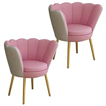 Imagem de Conjunto de 2 cadeiras de jantar de cozinha Chai de jantar, quarto moderno, sala de casamento, varanda, sofá, poltrona, penteadeira, cadeira de maquiagem com pernas douradas de aço inoxidável