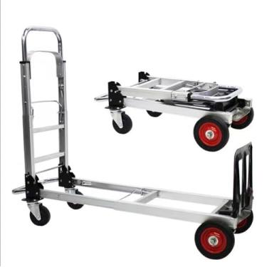 Imagem de Carrinho de mão dobrável de metal para carrinho de mão dobrável de alumínio multiuso, com rodas, capacidade de carga de 100 libras