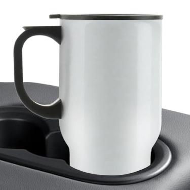 Imagem de Caneca de viagem - Caneca térmica de 450 ml - Copo de aço inoxidável com alça para bebidas quentes e frias, casa, carro, viagens, piqueniques, escola, acampamento, atividades ao ar livre, viagens