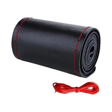 Imagem de Capa De Volante De Carro Universal Preta E Vermelha De 38cm, Respiráve