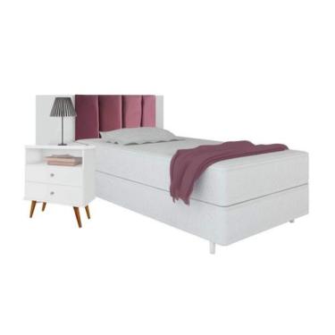 Imagem de Cabeceira De Cama Box Milão 0,90 Suede Rosa - Comprar Moveis
