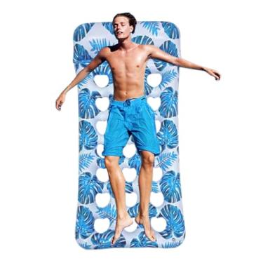 Imagem de Boia de bronzeamento para piscina, espreguiçadeira inflável dobrável – atividades aquáticas ao ar livre, cama de jangada de piscina para homens e mulheres artigos de festa