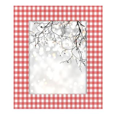 Imagem de Porta-retrato 8 × 10, xadrez vermelho fino, feito de madeira maciça, 20 x 25 cm, moldura para exibição de mesa e montagem na parede, para decoração de casa e ideias de presentes para a família