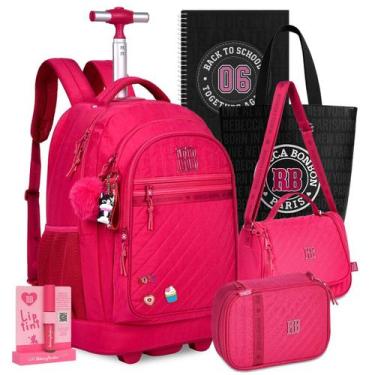 Imagem de Kit Mochila Rb Rebecca Bonbon Carrinho Lancheira Estojo, Rosa