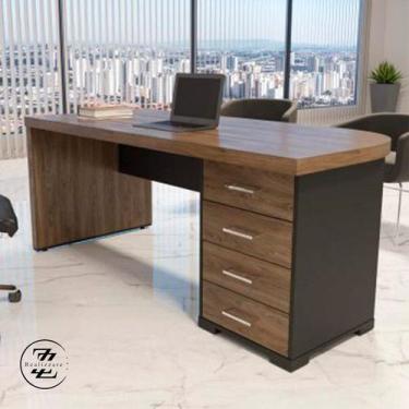 Imagem de Mesa tamburato com gavetas ii ld - charuto/preto 6106 - Artany