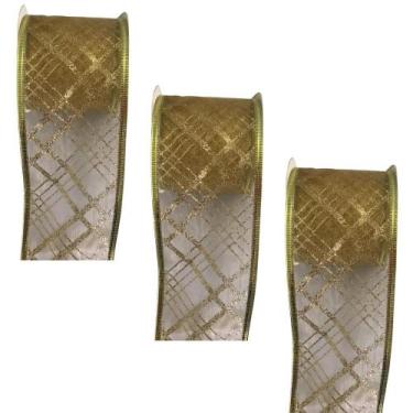 Imagem de Jogo com 3 Rolo de Fita Natalinas 5mx6cm com Bordas Aramadas. - natalu