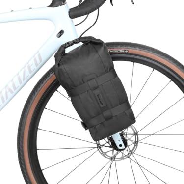 Imagem de Rhinowalk Bolsa para garfo de bicicleta impermeável de 6,5 L, bolsa de armazenamento de bicicleta com fecho de rolo, suporte versátil para garfos dianteiros com ou sem furos de montagem, equipamento