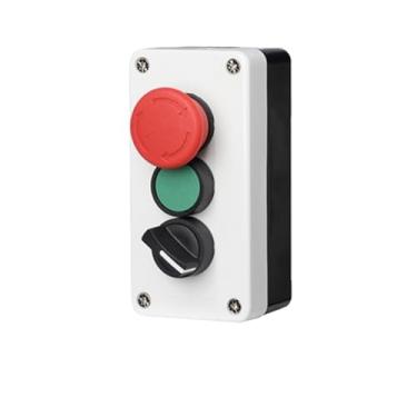 Imagem de Interruptor rotativo de duas posições, botão de reinicialização, caixa de parada de emergência, 10A, vermelho, verde, impermeável, controle industrial, potência SEM NC