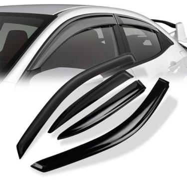 Imagem de Seaforie Protetores de chuva para janelas de carro compatíveis com Honda Civic Sedan de 4 portas 2001-2005, protetores de sol e chuva, 4 peças de defletores de vento de janela lateral estilo fino