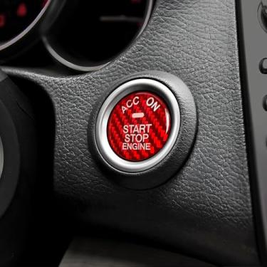 Imagem de BETTERHUMZ Compatível com Mazda 6 CX3/4/5/6/8/9/ CX30 CX50 Axela Atenza 2014-2020 Fibra de Carbono Motor Botão de Partida Adesivo de Controle Adesivo Decoração de Carro Acessórios Interiores (Estilo B