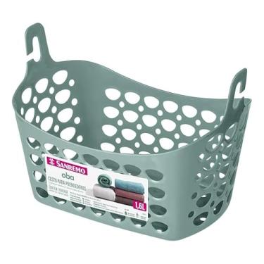 Imagem de Cesto Para Prendedores de Roupa, Verde Menta, Plástico, 1.6L, Com Ganchos Para Fixação No Varal, Design Moderno, 21.8 x 13.4 x 14.5cm